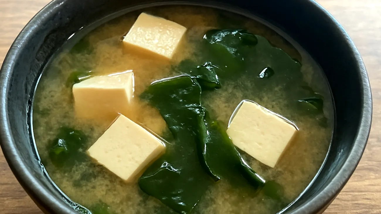 Zuppa di miso con alghe wakame e tofu"