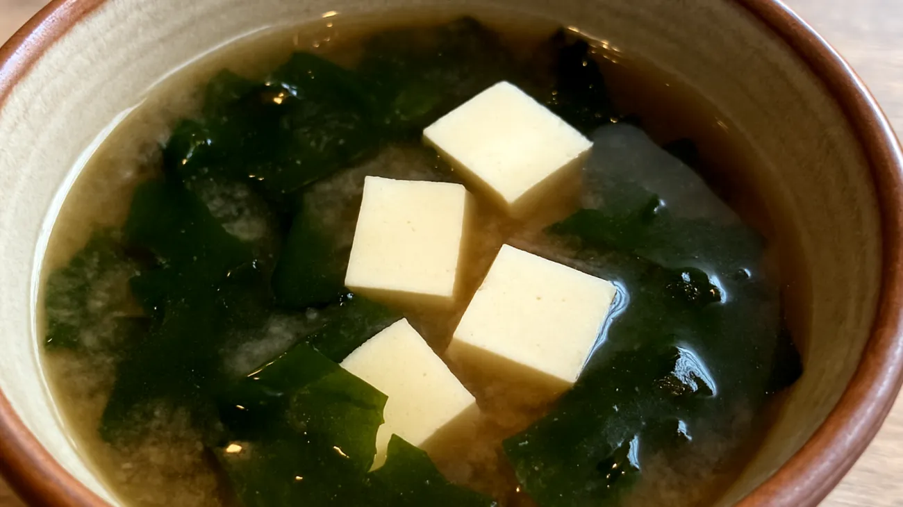 Zuppa di miso con alghe wakame e tofu"